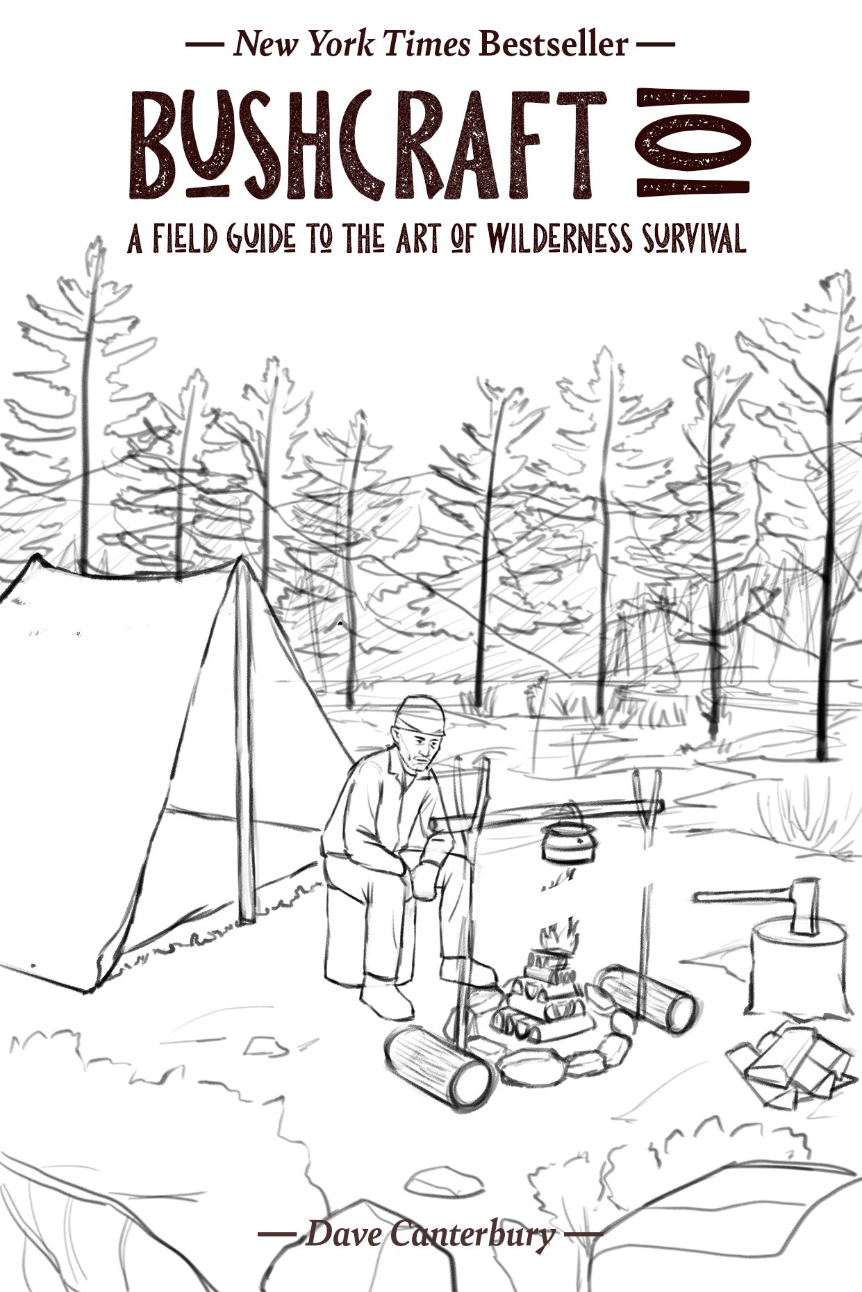 Croquis illustration COUVERTURE DE LIVRE - Bushcraft 101