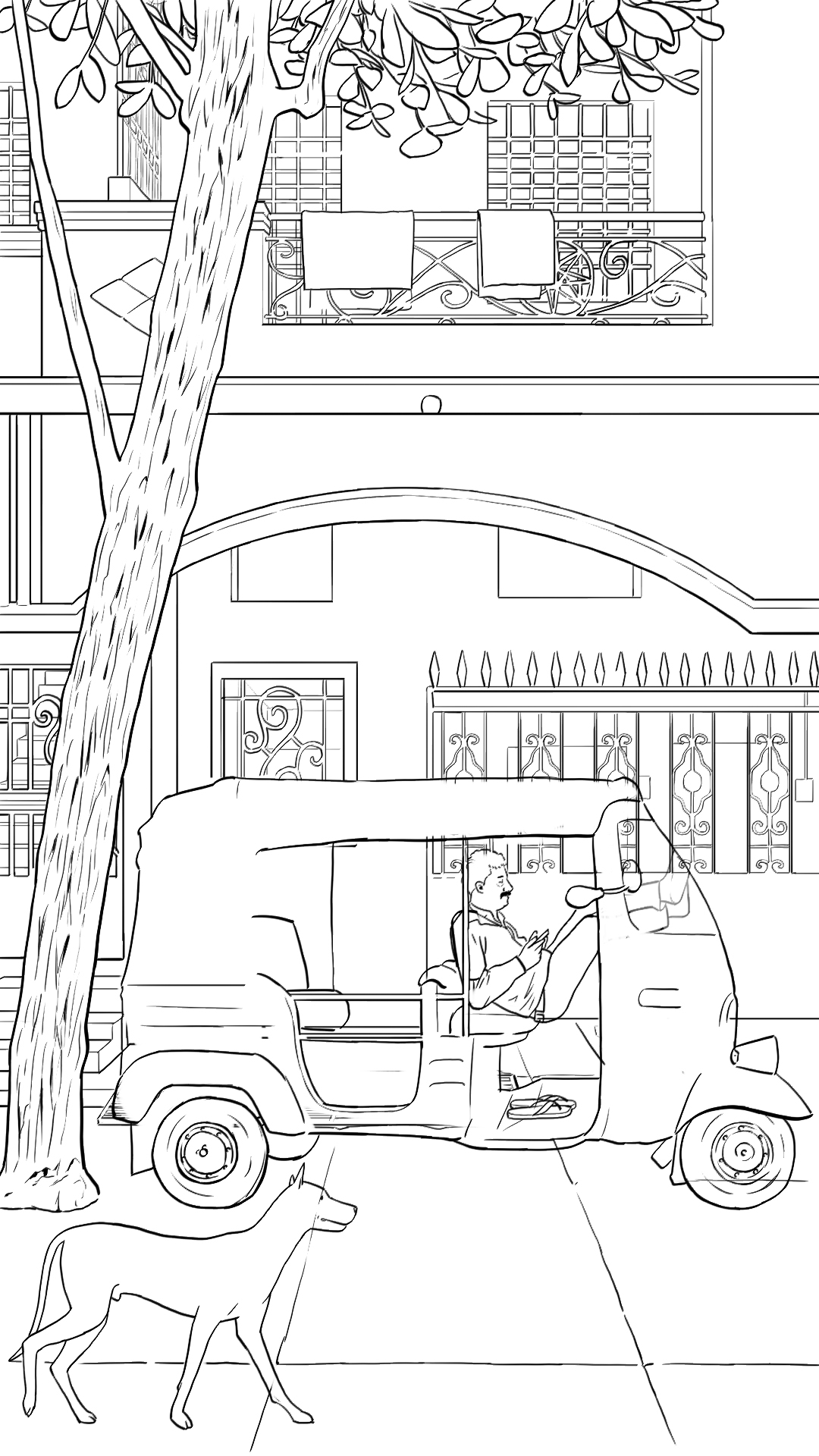 Animation 2D Pondichéry agence de voyages - Lignes